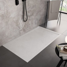 Carregar imagem no visualizador da galeria, Base de chuveiro GRID em resina de mármore branco com efeito de pedra de cimento 
