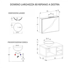 Carica l'immagine nel visualizzatore di Gallery, Mobile Bagno Sospeso 80cm Effetto Cemento Grigio Caldo Con Ripiano A Destra E Specchiera DOMINO
