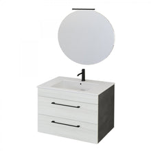 Carica l'immagine nel visualizzatore di Gallery, Mobile Bagno Sospeso 80cm Con Specchiera Olmo Bianco E Lava FACILE
