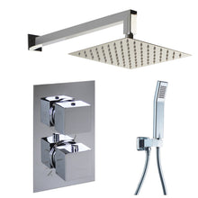 Carregar imagem no visualizador da galeria, Kit de chuveiro termostático embutido com chuveiro de 20x20 e ducha manual | Vacciago
