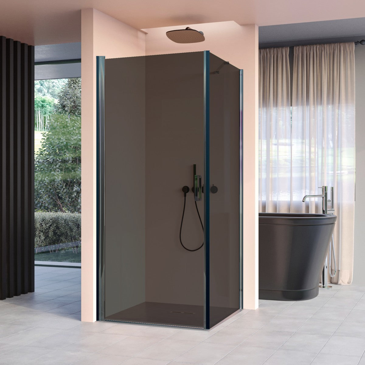 Box de canto com porta articulada fumê SALEMA