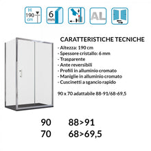 Carica l&#39;immagine nel visualizzatore di Gallery, Box Doccia Angolare Scorrevole Trasparente Con Lato Fisso H190cm 6mm BIG
