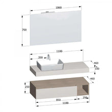 Carregar imagem no visualizador da galeria, Composição de banheiro suspensa de 110 cm em madeira de carvalho Duo-751
