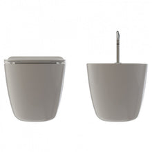 Carica l&#39;immagine nel visualizzatore di Gallery, Coppia Sanitari Sospesi Colore Bianco Serie Comfy Wc rimless con coprivaso slim rallentato e bidet monoforo sospesi per installazione a muro serie Comfy
