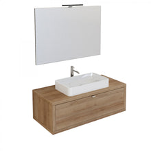 Carica l'immagine nel visualizzatore di Gallery, Mobile Bagno Sospeso 110cm Finitura Rovere Farnia Con Specchio DOMINO
