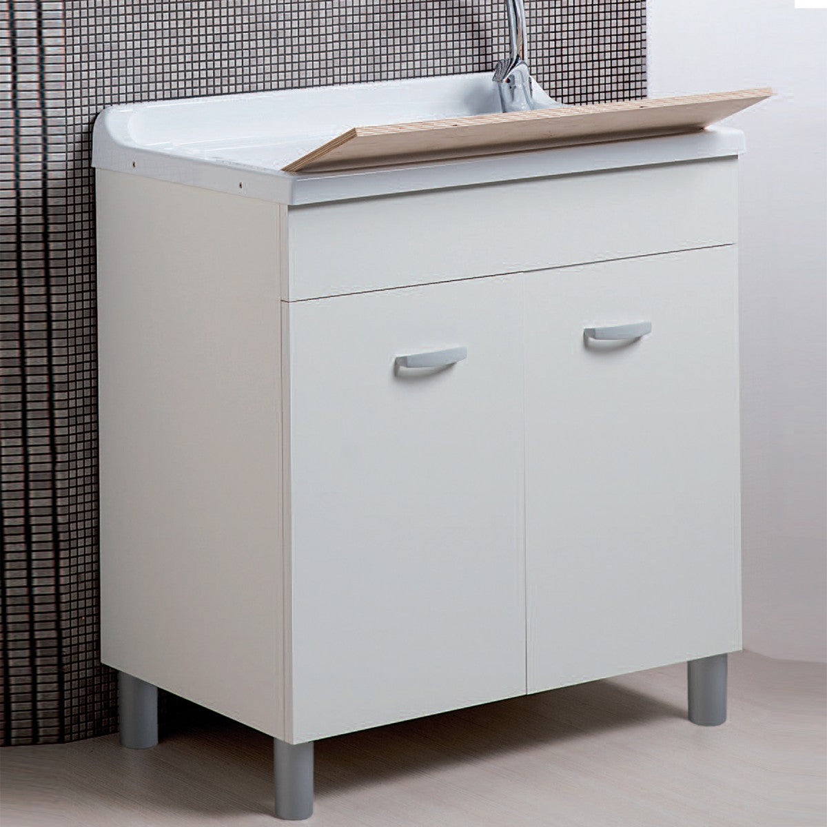 Armário de lavanderia ABS branco fosco 80x50 