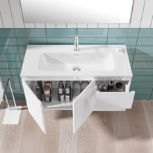 Carica l'immagine nel visualizzatore di Gallery, Mobile bagno sospeso 100 cm bianco lucido
