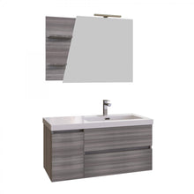 Carica l'immagine nel visualizzatore di Gallery, Mobile Bagno Sospeso 100cm Grigio Specchio Con Mensole MOOD-100
