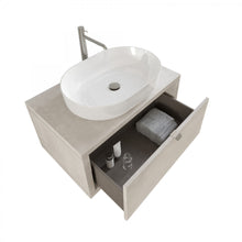 Carica l'immagine nel visualizzatore di Gallery, Mobile Bagno Sospeso 80cm Effetto Cemento Grigio Cielo Con Specchio DOMINO
