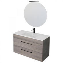 Carica l'immagine nel visualizzatore di Gallery, Mobile Bagno Sospeso 100cm Con Specchiera Finitura Olmo E Lava FACILE
