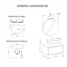 Carica l'immagine nel visualizzatore di Gallery, Mobile Bagno Sospeso 80cm Effetto Cemento Grigio Cielo Con Specchio DOMINO
