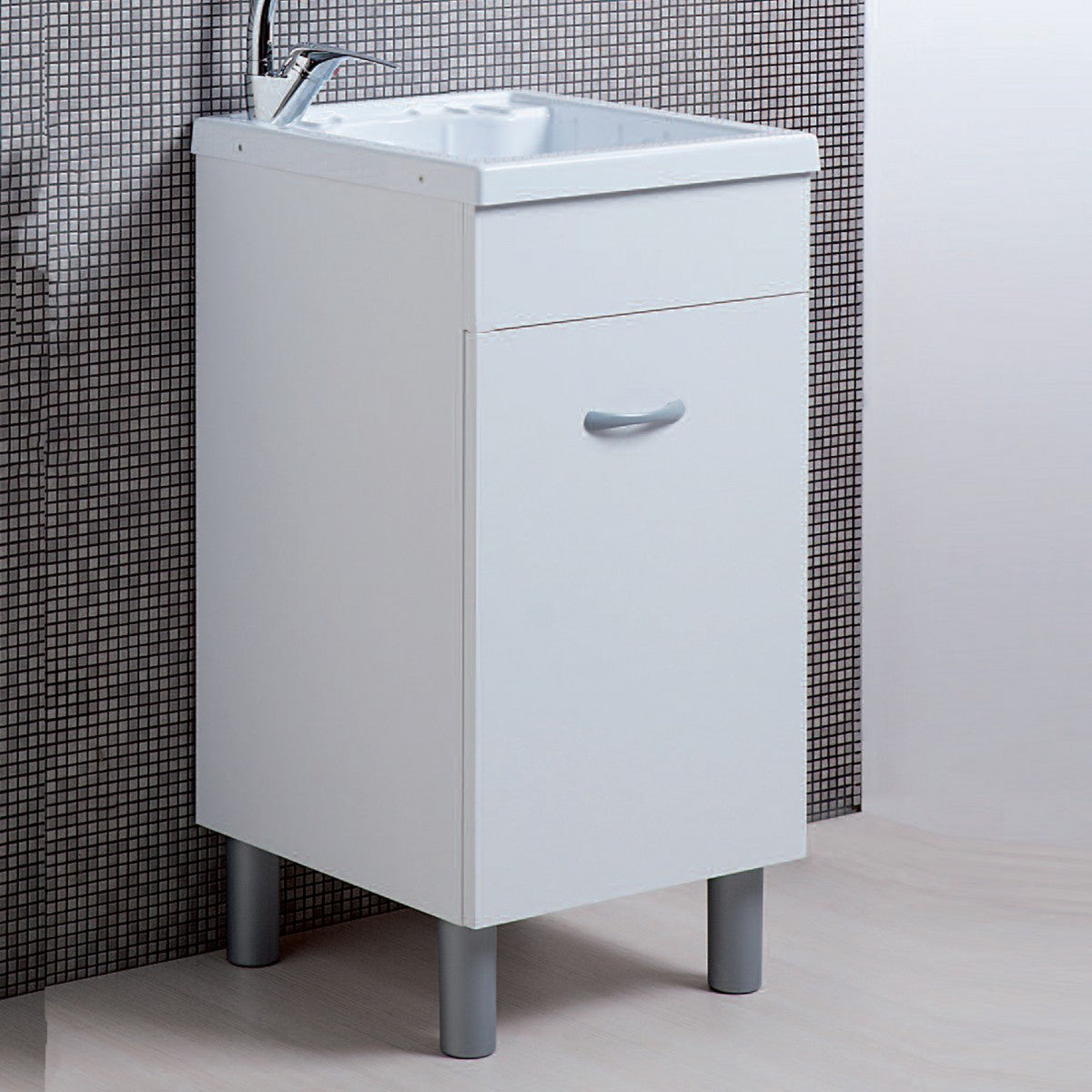 Armário de lavanderia 50x45 branco fosco com coluna de ABS