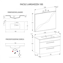 Carica l'immagine nel visualizzatore di Gallery, Mobile Bagno Sospeso 100cm Con Specchio Olmo Bianco E Lava FACILE
