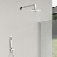 Carregar imagem no visualizador da galeria, Conjunto de chuveiro com braço de chuveiro 25x25 e chuveiro de mão em latão cromado
