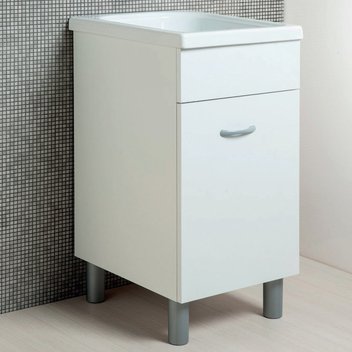 Armário de lavanderia 50x45 branco fosco com coluna de ABS 
