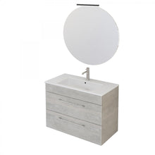 Carica l'immagine nel visualizzatore di Gallery, Mobile Bagno Sospeso 80cm Con Specchio Cemento Legno FACILE
