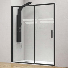 Carregar imagem no visualizador da galeria, Porta de correr para chuveiro de painel único com perfis pretos EFE 400

