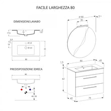 Carica l'immagine nel visualizzatore di Gallery, Mobile Bagno Sospeso 80cm Con Specchio Cemento Legno FACILE
