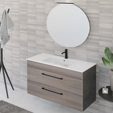Carica l'immagine nel visualizzatore di Gallery, Mobile Bagno Sospeso 100cm Con Specchiera Finitura Olmo E Lava FACILE
