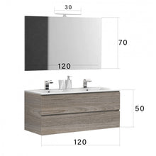 Carica l'immagine nel visualizzatore di Gallery, Mobile Bagno Sospeso Doppio Lavabo 120cm Rovere Leder
