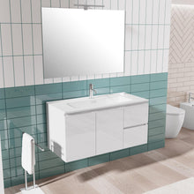 Carica l'immagine nel visualizzatore di Gallery, Mobile bagno sospeso 100 cm bianco lucido
