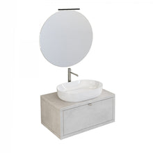 Carica l'immagine nel visualizzatore di Gallery, Mobile Bagno Sospeso 80cm Effetto Cemento Grigio Cielo Con Specchio DOMINO
