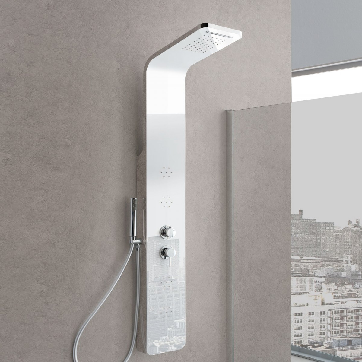 Pannello Doccia Idromassaggio TREVISO Acciaio Inox Ad Effetto Specchio