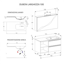Carregar imagem no visualizador da galeria, Armário de banheiro suspenso DUBON de 100 cm com prateleira à esquerda e espelho de cimento cinza quente

