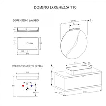 Carregar imagem no visualizador da galeria, Armário de banheiro suspenso de 110 cm com efeito concreto cinza quente e espelho DOMINO
