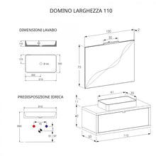 Carregar imagem no visualizador da galeria, Mobile Bagno Sospeso 110cm Effetto Cemento Grigio Cielo Con Specchio DOMINO
