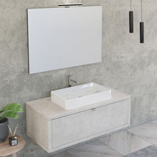 Carregar imagem no visualizador da galeria, Mobile Bagno Sospeso 110cm Effetto Cemento Grigio Cielo Con Specchio DOMINO
