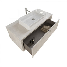 Carregar imagem no visualizador da galeria, Mobile Bagno Sospeso 110cm Effetto Cemento Grigio Cielo Con Specchio DOMINO
