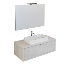 Carregar imagem no visualizador da galeria, Mobile Bagno Sospeso 110cm Effetto Cemento Grigio Cielo Con Specchio DOMINO
