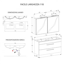 Carregar imagem no visualizador da galeria, Armário de banheiro suspenso de 118 cm com espelho de cimento e madeira EASY
