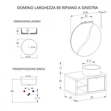 Carica l&#39;immagine nel visualizzatore di Gallery, Mobile Bagno Sospeso 80cm Rovere Farnia Con Ripiano A Sinistra E Specchio DOMINO
