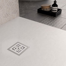 Carregar imagem no visualizador da galeria, Base para chuveiro em resina de mármore branco Star Passion com efeito de pedra de cimento.
