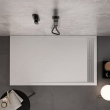 Carregar imagem no visualizador da galeria, Base de chuveiro STAR RELAX em resina de mármore branco com efeito de pedra de cimento
