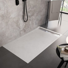 Carregar imagem no visualizador da galeria, Base de chuveiro STAR RELAX em resina de mármore branco com efeito de pedra de cimento
