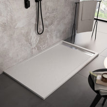 Carregar imagem no visualizador da galeria, Base de chuveiro STAR RELAX em resina de mármore branco com efeito de pedra de cimento
