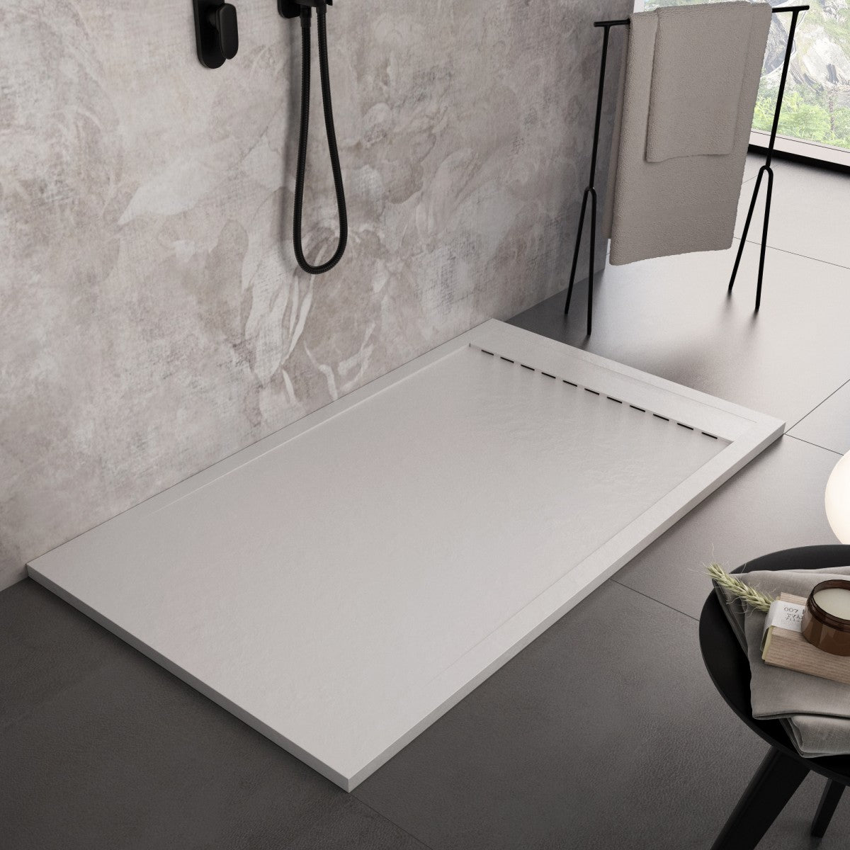 Piatto Doccia In Marmoresina Bianco Effetto Pietra Cemento STAR PRESTIGE