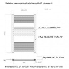 Carregar imagem no visualizador da galeria, Aquecedor de toalhas para radiador 80x45 branco distância central 40 cm 
